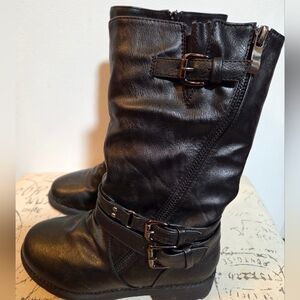 Dream Pairs Little Girls Knee High Boots Buckle Side Zipper Riding Boots Size 1